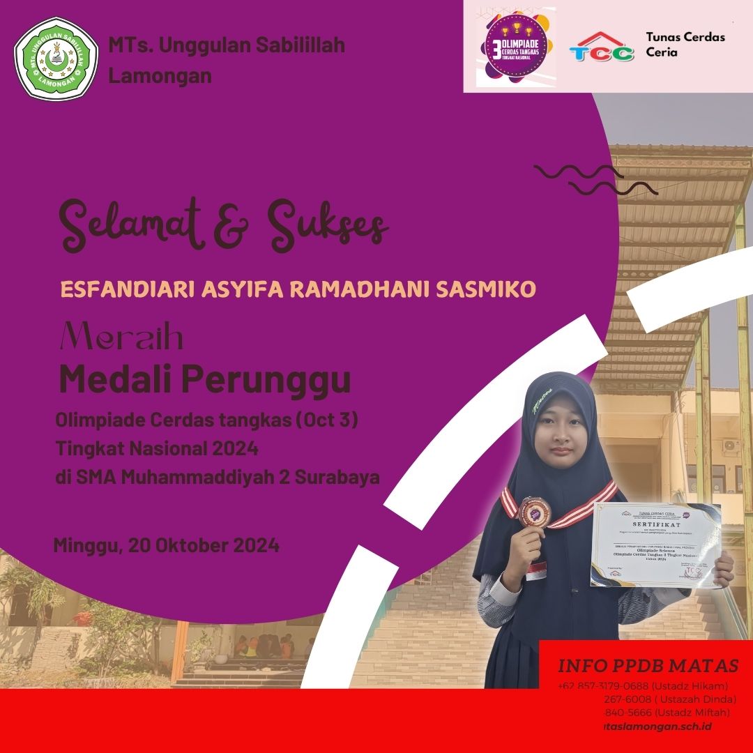 MEDALI PERUNGGU OCT 3 OLIMPIADE SAINS TINGKAT NASIONAL 2024