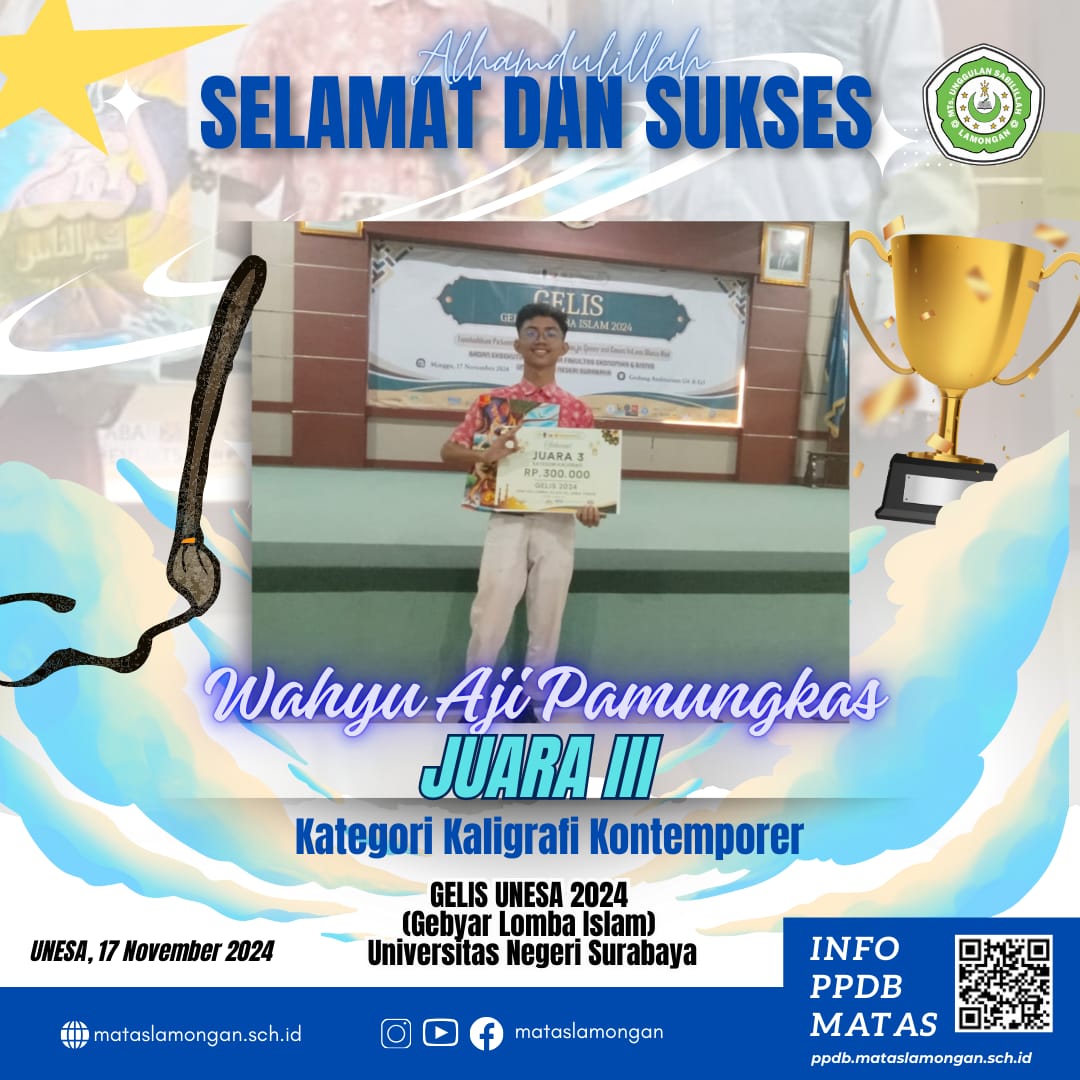 JUARA 3 KALIGRAFI KONTEMPORER TINGKAT JAWA TIMUR 2024