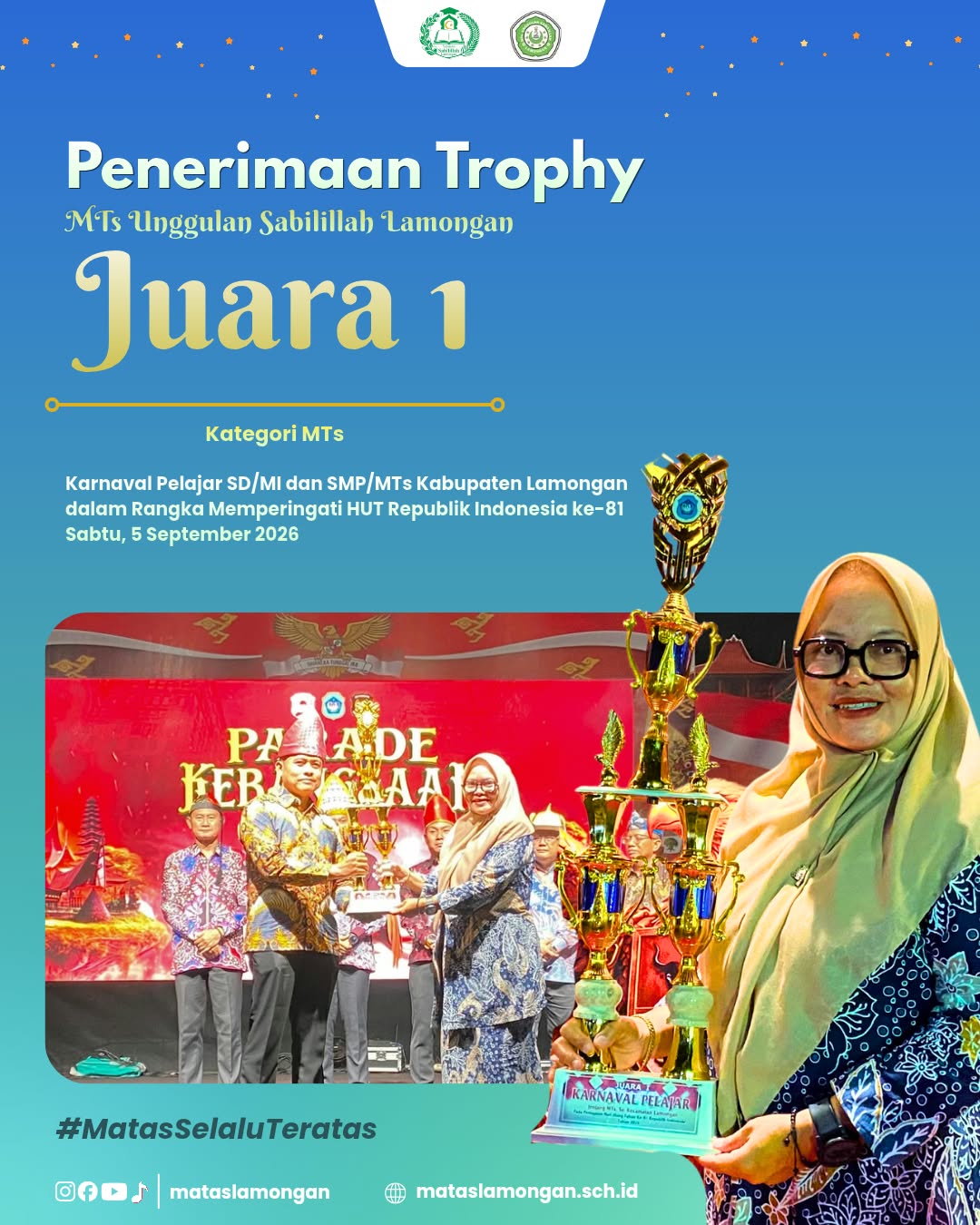 Juara 1 Karnaval Pelajar tingkat MTs Kec. Lamongan